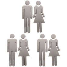 3Pairs Elegant Silver Restroom Signs Men Women Washroom Identification