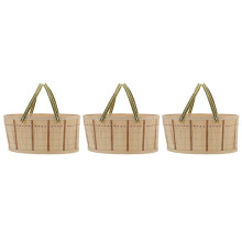 3Pcs Handwoven Bamboo Baskets Beige Decorative Organizer for Any Room