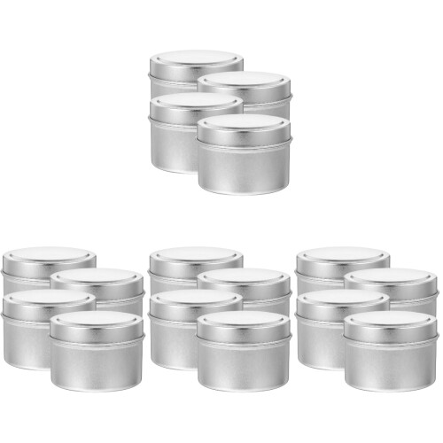 16Pcs Silver Metal Candle Storage Jars DIY Small Candle Holders
