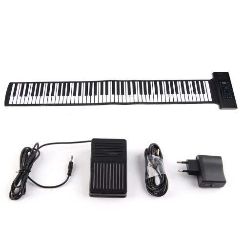 Roll Up Piano Keyboard With Bluetooth Connectivity88Keys Electronic Foldable Piano Featuring128Tones Rhythms Rechargeable Battery Adjustable