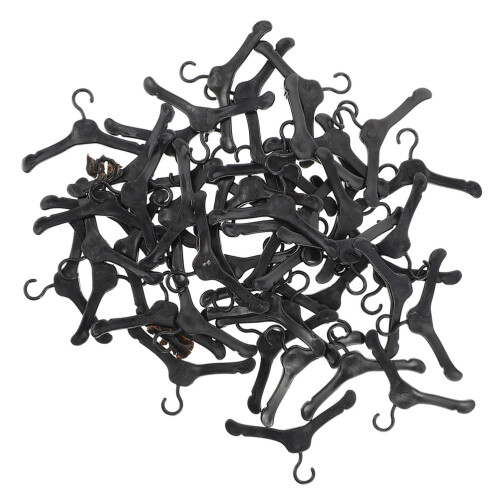 400Stk Schwarze Mini-Puppenkleiderbügel Aus Kunststoff 2