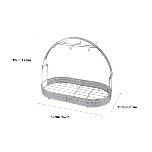 Iron Mug Holder Stand with 6 Hooks, 40cm Base, Silver 1