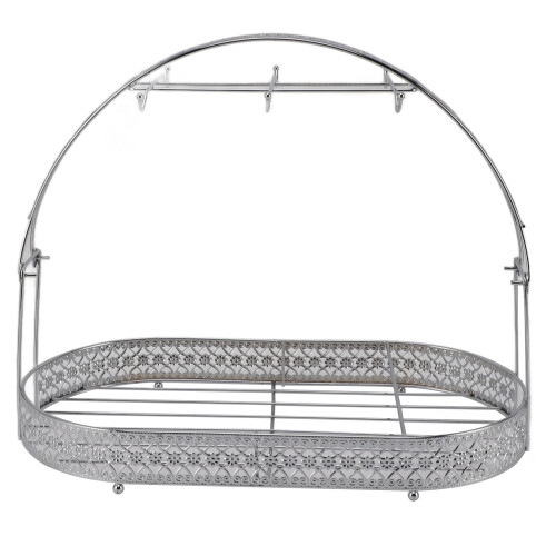 Iron Mug Holder Stand with 6 Hooks, 40cm Base, Silver 2