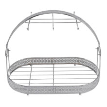 Iron Mug Holder Stand with 6 Hooks, 40cm Base, Silver