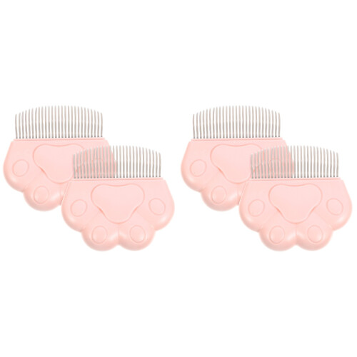 4Pièces Peignes Pet Toilettage Patte Chat Poils Rose