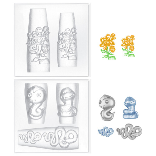 8Stk Robuste Silikon Nageldekor Schablone Für DIY Weiß 2