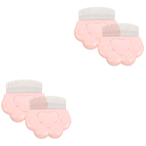 4Pièces Peignes Pet Toilettage Patte Chat Poils Rose 1
