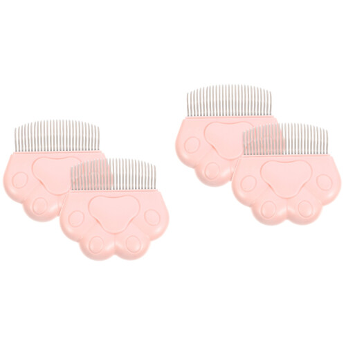4Pièces Peignes Pet Toilettage Patte Chat Poils Rose 2
