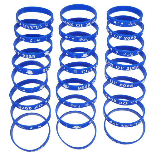 48Pièces Bracelets Souvenirs Silicone Bleu Pour Diplômés 1
