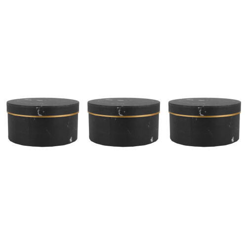 3Pièces Boîtes Papier Noir Aspect Pour Cadeaux Fleurs
