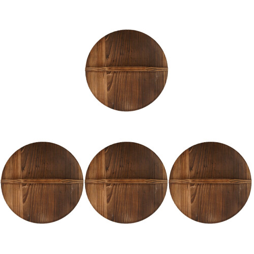 4Pcs Wooden Cooking Pot Lids Carbonized Fir Multi-