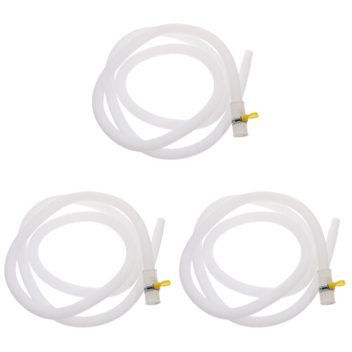 3Pcs Replacement Drain Hose for Ac Units White Pe ABS with Clamp Set