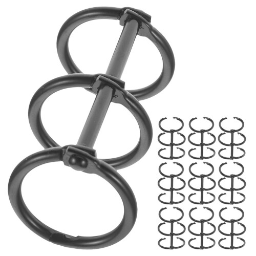40Pcs Black Loose Leaf Binder Rings Smooth Surface Metal Book Clips 1