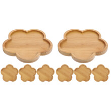 8Pcs Durable Bamboo Plant Saucers Pot Trays Water Drip Trays Indoor