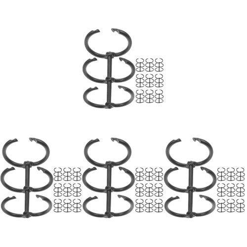 40Pcs Black Loose Leaf Binder Rings Smooth Surface Metal Book Clips