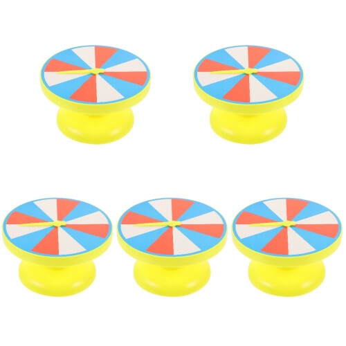 5Pcs Portable Yellow Blank Turntable for Math Teaching and Party Games