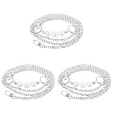 3Pcs Faux Pearl Bag Chain Strap Silver DIY Replacement Crossbody Bag
