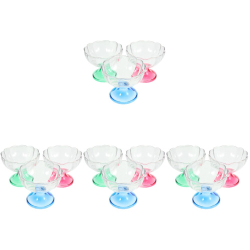 12Pcs As Plastic Ice Cream Dessert Bowls Footed Cups Assorted Colors
