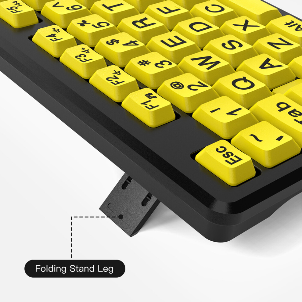 Large Character Wired Keyboard For Elderly, Splash-Proof, 105 Keys Yellow 4671388113680