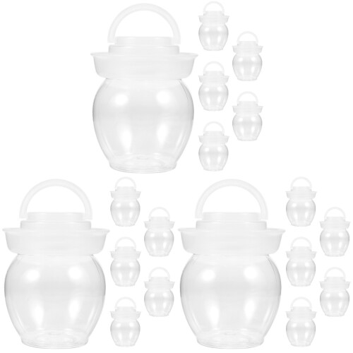 18Pcs Clear Plastic Fermentation Jars Airtight Pickle Storage Jars