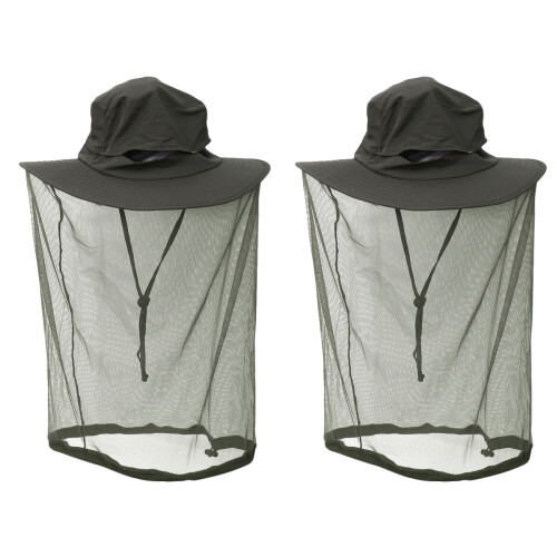 2Pcs Adjustable Army Green Net Hat Sun Protection Breathable Head Net