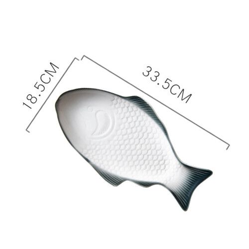 3Pcs Ceramic Fish Shaped Plates Dark Green Snack Storage Dinnerware 1
