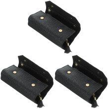 3Pcs Compact Black Travel Jewelry Organizer Roll Foldable Bag