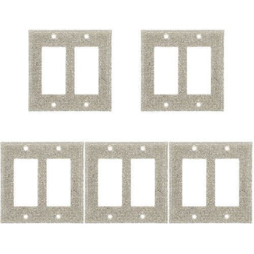 5Sets Elegant White Wall Socket Panel Cover Pc and Zircon Design