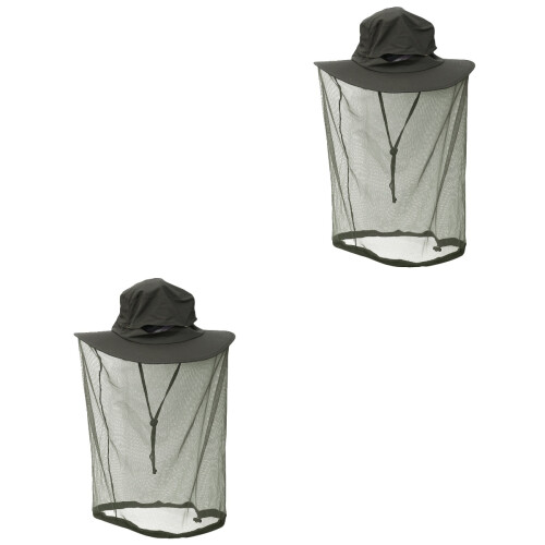2Pcs Adjustable Army Green Net Hat Sun Protection Breathable Head Net 2
