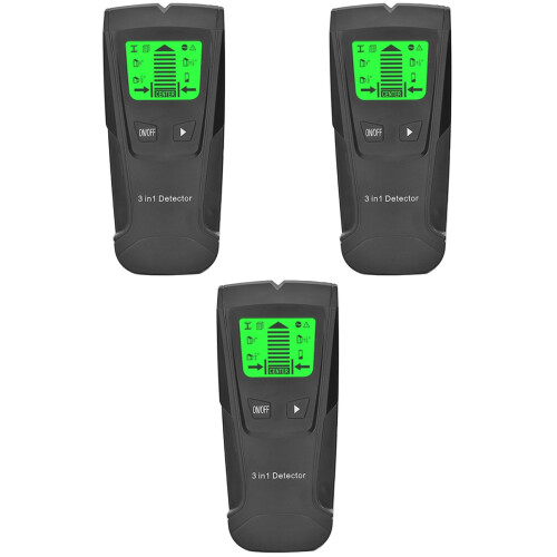 3 Pieces Wood Stem Finder Stud Sensor Wall Cable Tester Fuse Black 2