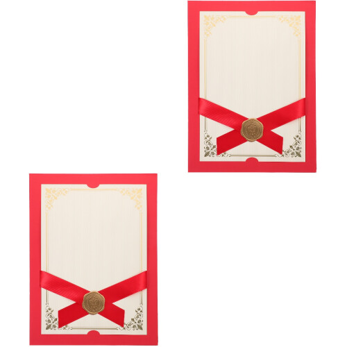 2Pcs Red Paper Document Covers Certificate Holders for Daily Use 2