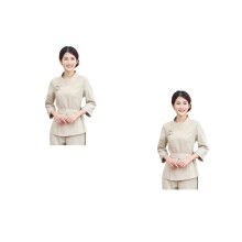 2Sets Beige Hair Dyeing Clothes Spa Salon Overalls Comfortable Wear