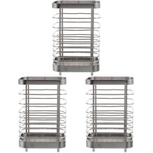 3Pcs Compact Stainless Steel Utensil Holder Spoon Fork Storage Silver