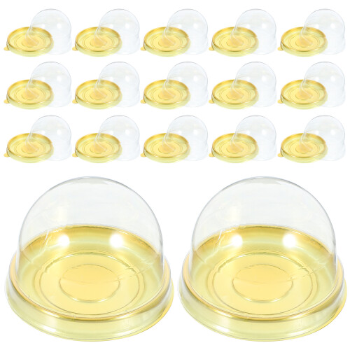 200Pcs PP Moon Cake Dome Boxes Golden Color Mini Cupcake Storage Boxes 1