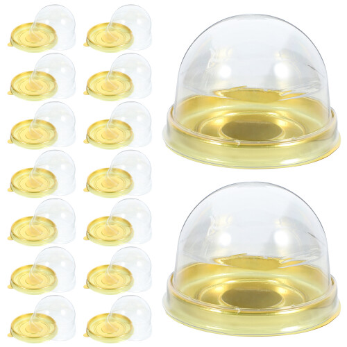 200Pcs PP Moon Cake Dome Boxes Golden Color Mini Cupcake Storage Boxes 2