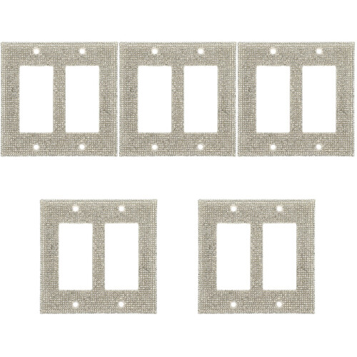 5Sets Elegant White Wall Socket Panel Cover Pc and Zircon Design 2