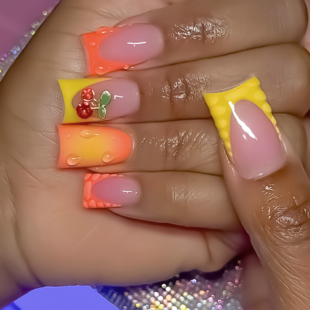 Roc-Electron French Tip Resin Fake Nails, Zero Pressure