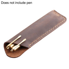Durable Leather Pen Case Handmade, Rustic Full Grain Leather Pen Sleeve for Fountain Pens, Fine Stitched Vintage Organizer with Natural Texture,