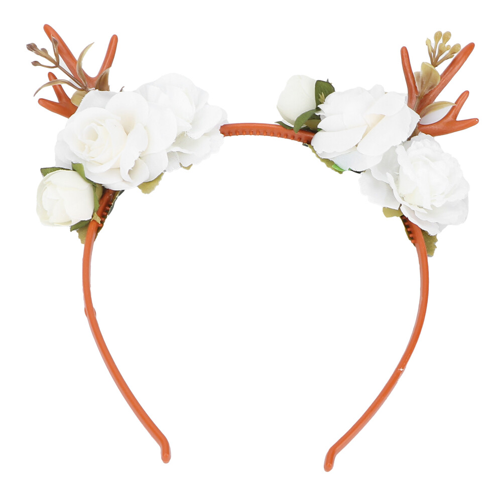 Festive Deer Antler Headband With Pinecones Berries Leaves Decoration, Cute And Lightweight Hair Accessory For Christmas Cards Family Gatherings