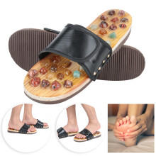 Unisex Black Agate Stone Foot Massage Slippers Size 37-43