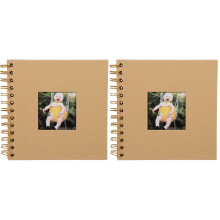 2Stk Portables Fotoalbum Khaki Mit Metallring Für Familienfotos