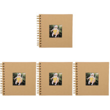 4Stk Tragbares Pictrue Book Scrapbook Album Khaki Für Fotos Und Karten