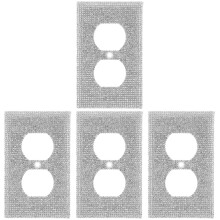 4Ensembles Cache-Prises Murales Argent Pièce+3a Avec Zircone Brillant