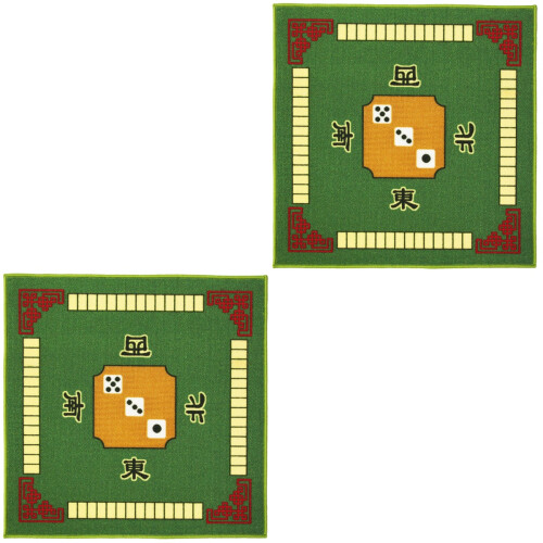 2Pcs Durable Green Mahjong Table Mat Polyester Surface Latex Anti-Slip 2