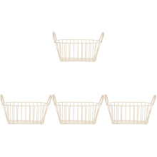 4Pcs Vintage Metal Wire Basket Beige for Fruit Vegetable Storage