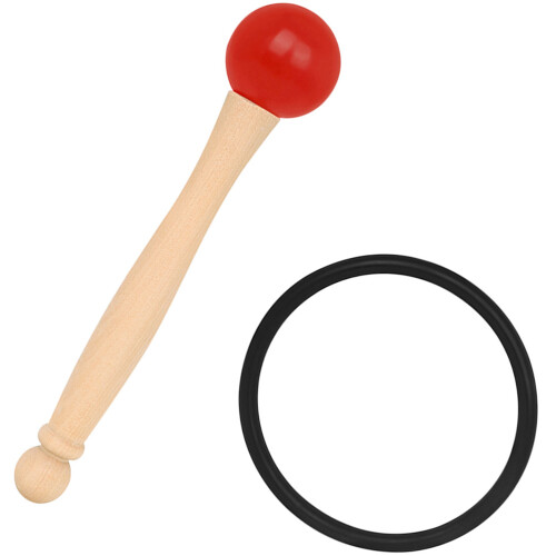 5Sets Portable Red Singing Bowl Mallet Set Rubber Head Wooden Handle 1