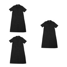 3Pcs Black Water Resistant Pet Grooming Smock Zippered Salon Workwear