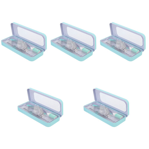5Sets Students Blue Drawing Kit with Ruler Compass Protractor Triangle 1