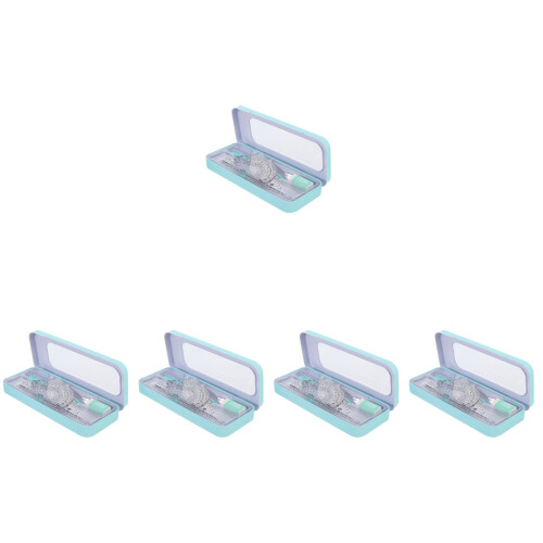 5Sets Students Blue Drawing Kit with Ruler Compass Protractor Triangle 2