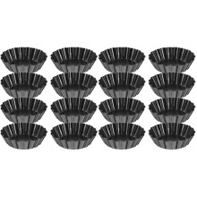 16Pcs Carbon Steel Mini Tart Pans for Egg Tarts and Baking